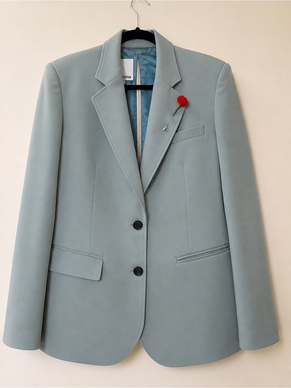Women's Single-Breasted Sage Blazer with Notch Lapel